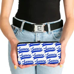 Hinged Wallet - SAUCE Baseball Script White/Blue