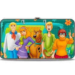 Hinged Wallet - Scooby Doo 5-Character Group Pose w Mystery Machine Turquoise Blues Orange