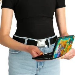 Hinged Wallet - Scooby Doo 5-Character Group Pose w Mystery Machine Turquoise Blues Orange