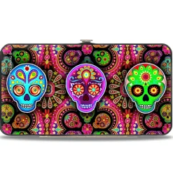 Hinged Wallet - Six Sugar Skulls Multi Color