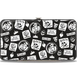 Hinged Wallet - Snow White's Evil Queen Icons Collage Black/White