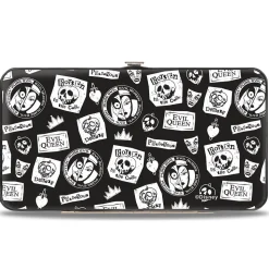 Hinged Wallet - Snow White's Evil Queen Icons Collage Black/White