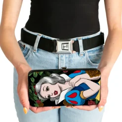 Hinged Wallet - Snow White Pose Sketch Roses Black Greens Reds Golds