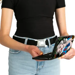 Hinged Wallet - Snow White Pose Sketch Roses Black Greens Reds Golds