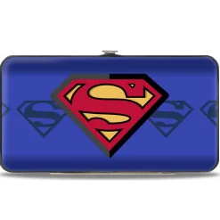 Hinged Wallet - Superman Shield Centered Shield Stripe Blues