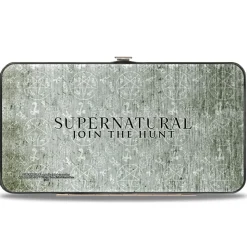 Hinged Wallet - Supernatural 4-Character Face Blur Symbols + Logo Grays Black