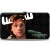 Hinged Wallet - SUPERNATURAL Sam Moose + Dean Sqirrel Poses Scattered Symbols Black Gray White