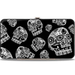 Hinged Wallet - The Dust of Living II Sugar Skulls Black White