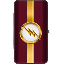 Hinged Wallet - The Flash Logo10 Stripe Burgundy Golds White