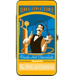 Hinged Wallet - THE POLAR EXPRESS Hot Chocolate Waiter Yellows Blues Red