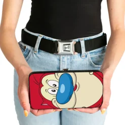 Hinged Wallet - The Ren & Stimpy Show Stimpy Smiling + Ren Winking CLOSE-UP Expressions