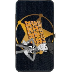 Hinged Wallet - Toy Story Woody SHERIFF STAR HERO Badge Denim Print Dark Grays Golds