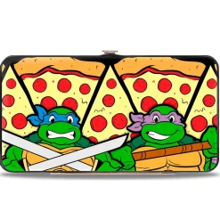 Hinged Wallet - Turtle Battle Poses Pizza