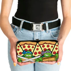 Hinged Wallet - Turtle Battle Poses Pizza