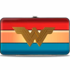 Hinged Wallet - Wonder Woman 2017 Icon Stripe Red Golds Blue