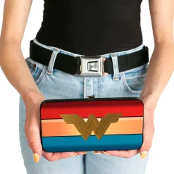 Hinged Wallet - Wonder Woman 2017 Icon Stripe Red Golds Blue