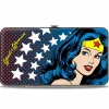 Hinged Wallet - WONDER WOMAN Stars Face Halftone Blues Red Yellow White