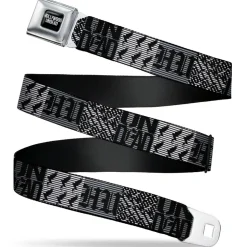 HOLLYWOOD UNDEAD Text Logo Full Color Black/White Seatbelt Belt - Hollywood Undead Logo Blocks Grays/Black Webbing