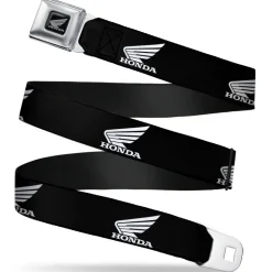 Honda Motorcycle Black Silver Seatbelt Belt - HONDA Motorcycle Logo Black/White Webbing