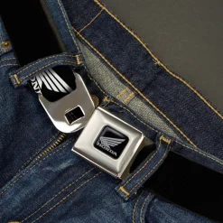 Honda Motorcycle Black Silver Seatbelt Belt - HONDA Motorcycle Logo Black/White Webbing