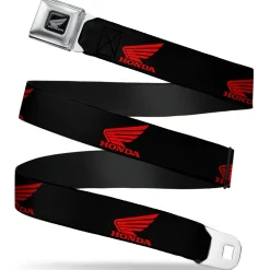 Honda Motorcycle Black Silver Seatbelt Belt - HONDA Motorcycle Logo Black/Red Webbing