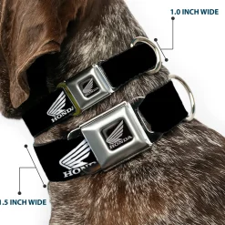 Honda Motorcycle Black Silver Seatbelt Buckle Collar - HONDA Motorcycle Logo Black/White