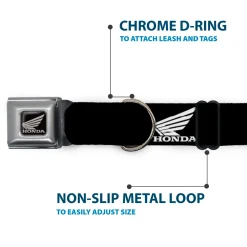 Honda Motorcycle Black Silver Seatbelt Buckle Collar - HONDA Motorcycle Logo Black/White