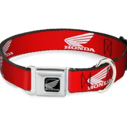 Honda Motorcycle Black/Silver Seatbelt Buckle Collar - HONDA Motorcycle Logo Red/White