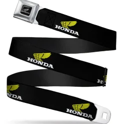 Honda Motorcycle Curved Logo Black Silver Seatbelt Belt - HONDA Motorcycle Curved Logo Black/Yellow/White Webbing