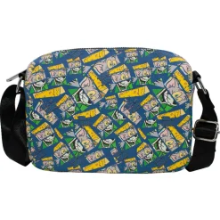 Horizontal Crossbody Wallet - TOM AND JERRY Expression Blocks Mash Up Blocks Blue