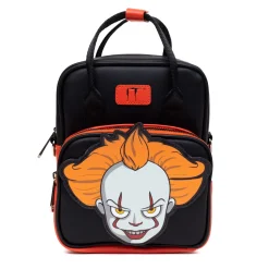 Horror Movies Vegan Leather Cross Body Backpack for Men and Women with Adjustable Strap, It Pennywise Smiling Face Applique