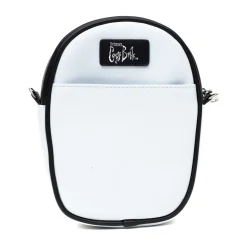 Horror Movies Vegan Leather Cross Body Bag, Emily the Corpse Bride Face Applique Pale Blue