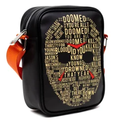 Horror Movies Vegan Leather Cross Body Backpack for Men and Women with Adjustable Strap, Friday the 13th Jason Hockey Mask Quotes Typography Black