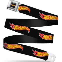 HOT WHEELS Classic Flame Logo Full Color Black/Red/Yellow Seatbelt Belt - HOT WHEELS Classic Flame Logo Black/Red/Yellow Webbing