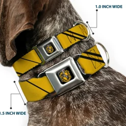 Hufflepuff Crest Full Color Seatbelt Buckle Collar - HUFFLEPUFF Crest/Stripe Yellow/Black