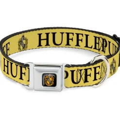 Hufflepuff Crest Full Color Seatbelt Buckle Collar - Harry Potter HUFFLEPUFF & Crest Yellow/Black