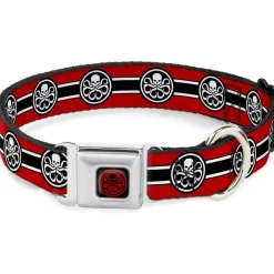 HYDRA Logo Full Color Black/Red Seatbelt Buckle Collar - HYDRA Logo/Stripe Red/Black/White
