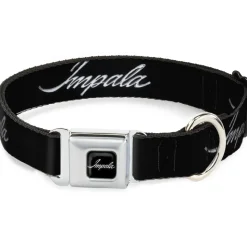 IMPALA Script Emblem Black/Silver Seatbelt Buckle Collar - IMPALA Script Emblem Black/Silver