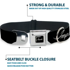 IMPALA Script Emblem Black/Silver Seatbelt Buckle Collar - IMPALA Script Emblem Black/Silver