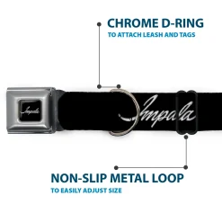 IMPALA Script Emblem Black/Silver Seatbelt Buckle Collar - IMPALA Script Emblem Black/Silver