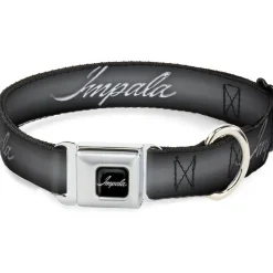 IMPALA Script Emblem Black/Silver Seatbelt Buckle Collar - IMPALA Script Emblem Gray Fade/Silver