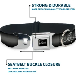 IMPALA Script Emblem Black/Silver Seatbelt Buckle Collar - IMPALA Script Emblem Gray Fade/Silver