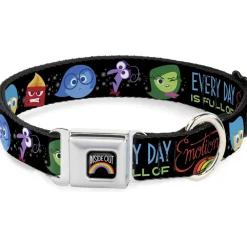 INSIDE OUT Rainbow Full Color Black/White/Multi Color Seatbelt Buckle Collar - INSIDE OUT/Emotion Expressions/EVERY DAY IS FULL OF EMOTIONS