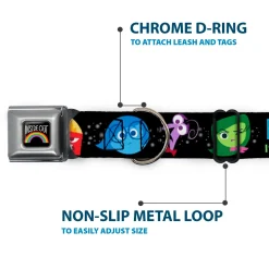 INSIDE OUT Rainbow Full Color Black/White/Multi Color Seatbelt Buckle Collar - INSIDE OUT/Emotion Expressions/EVERY DAY IS FULL OF EMOTIONS