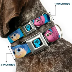 INSIDE OUT/Riley Silhouette Full Color Black/Sparkle Blue Seatbelt Buckle Collar - INSIDE OUT 6-Character Pose Sparkle Blue/White