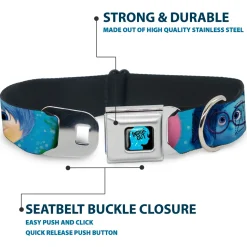 INSIDE OUT/Riley Silhouette Full Color Black/Sparkle Blue Seatbelt Buckle Collar - INSIDE OUT 6-Character Pose Sparkle Blue/White