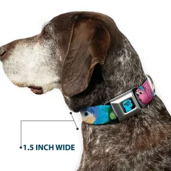 INSIDE OUT/Riley Silhouette Full Color Black/Sparkle Blue Seatbelt Buckle Collar - INSIDE OUT 6-Character Pose Sparkle Blue/White