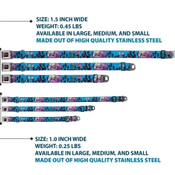 INVADER ZIM Title Logo Full Color Pink/Green Seatbelt Buckle Collar - Invader Zim GIR and Piggy Rule the World Poses Blue