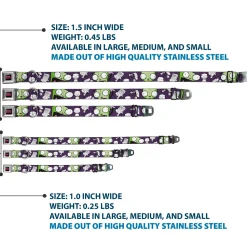 INVADER ZIM Title Logo Full Color Pink/Green Seatbelt Buckle Collar - Invader Zim GIR Poses and Sketch Purple