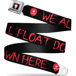 It Chapter Two Pennywise Face2 Full Color Black/Reds/Blues Seatbelt Belt - It Chapter Two I LOVE DERRY Balloon/WE ALL FLOAT DOWN HERE Quote Black/Red/White Webbing